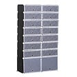 HOMCOM - Armoire à chaussures range chaussures L 95 x l 37 x H 160 cm 14 cubes rectangulaires et 2 grands cubes noir et blanc - vignette