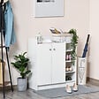 HOMCOM - Armoire / etagere / meuble a chaussures très pratique en panneaux de particules blanc - vignette