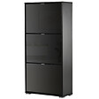 HOMCOM - Meuble à  chaussures 3 portes abattantes 3 compartiments MDF noir laqué - vignette