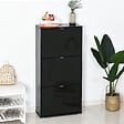 HOMCOM - Meuble à  chaussures 3 portes abattantes 3 compartiments MDF noir laqué - vignette