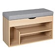 HOMCOM - Meuble chaussures banc à chaussures 2 niveaux rangement, niche + coffre intégré avec coussin beige gris - vignette