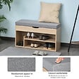 HOMCOM - Meuble chaussures banc à chaussures 2 niveaux rangement, niche + coffre intégré avec coussin beige gris - vignette