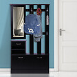 HOMCOM - Ensemble de meubles d'entrée design contemporain : meuble chaussures, miroir et panneau porte-manteau panneaux de particules noir - vignette
