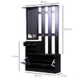HOMCOM - Ensemble de meubles d'entrée design contemporain : meuble chaussures, miroir et panneau porte-manteau panneaux de particules noir - vignette