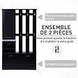 HOMCOM - Ensemble de meubles d'entrée design contemporain : meuble chaussures, miroir et panneau porte-manteau panneaux de particules noir - vignette