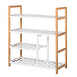 HOMCOM - Etagère à  chaussures - étagère de rangement - meuble chaussures 4 niveaux bois de pin étagères à  lattes MDF blanc - vignette