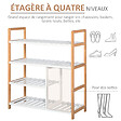 HOMCOM - Etagère à  chaussures - étagère de rangement - meuble chaussures 4 niveaux bois de pin étagères à  lattes MDF blanc - vignette