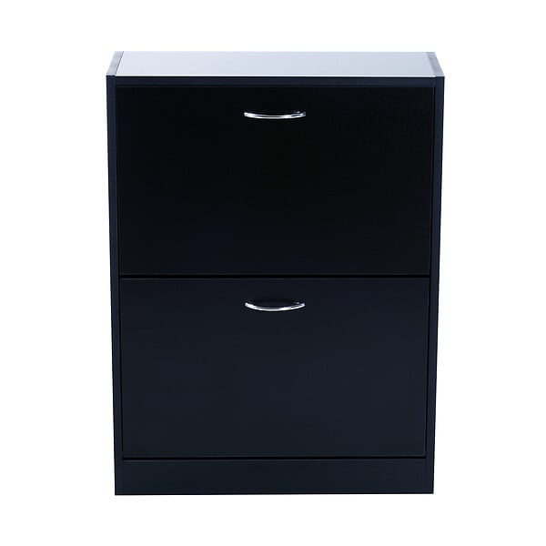 HOMCOM - Meuble à  chaussures double compartiment à  bascule 60L x 24l x 80H cm panneaux de particules noir - large