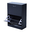 HOMCOM - Meuble à  chaussures double compartiment à  bascule 60L x 24l x 80H cm panneaux de particules noir - vignette