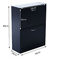 HOMCOM - Meuble à  chaussures double compartiment à  bascule 60L x 24l x 80H cm panneaux de particules noir - vignette