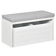 HOMCOM - Banc de rangement avec coussin gris - meuble à  chaussures - banc à  chaussures avec grand tiroir double compartiment - MDF blanc - vignette