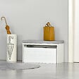 HOMCOM - Banc de rangement avec coussin gris - meuble à  chaussures - banc à  chaussures avec grand tiroir double compartiment - MDF blanc - vignette