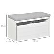 HOMCOM - Banc de rangement avec coussin gris - meuble à  chaussures - banc à  chaussures avec grand tiroir double compartiment - MDF blanc - vignette