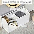 HOMCOM - Banc de rangement avec coussin gris - meuble à  chaussures - banc à  chaussures avec grand tiroir double compartiment - MDF blanc - vignette