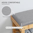 HOMCOM - Meuble à  chaussures banc à  chaussures 2 étagères coussin gris intégré bambou - vignette