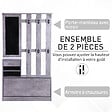 HOMCOM - Ensemble de meubles d'entrée design contemporain : meuble chaussures, miroir et panneau porte-manteau panneaux de particules effet béton gris - vignette