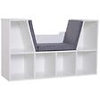 HOMCOM - Bibliothèque banc 2 en 1 design contemporain 6 casiers 3 coussins fournis 102L x 30l x 61H cm blanc gris chiné - vignette