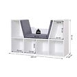 HOMCOM - Bibliothèque banc 2 en 1 design contemporain 6 casiers 3 coussins fournis 102L x 30l x 61H cm blanc gris chiné - vignette