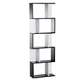 HOMCOM - Bibliothèque étagère meuble de rangement design contemporain en S 5 étagères 60L x 24l x 185H cm noir blanc - vignette