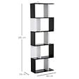 HOMCOM - Bibliothèque étagère meuble de rangement design contemporain en S 5 étagères 60L x 24l x 185H cm noir blanc - vignette