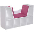 HOMCOM - Bibliothèque banc 2 en 1 design contemporain 6 casiers 3 coussins fournis 102L x 30l x 61H cm blanc rose - vignette