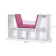 HOMCOM - Bibliothèque banc 2 en 1 design contemporain 6 casiers 3 coussins fournis 102L x 30l x 61H cm blanc rose - vignette