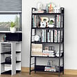 HOMCOM - Étagère bibliothèque de rangement style industriel incliné 5 niveaux 70L x 35l x 150H cm noir - vignette