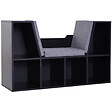 HOMCOM - Bibliothèque banc 2 en 1 design contemporain 6 casiers 3 coussins fournis 102L x 30l x 61H cm noir gris - vignette