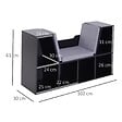 HOMCOM - Bibliothèque banc 2 en 1 design contemporain 6 casiers 3 coussins fournis 102L x 30l x 61H cm noir gris - vignette