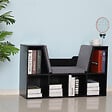 HOMCOM - Bibliothèque banc 2 en 1 design contemporain 6 casiers 3 coussins fournis 102L x 30l x 61H cm noir gris - vignette
