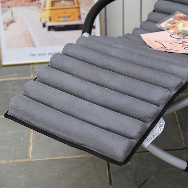 OUTSUNNY - Chaise longue à bascule pliable rocking chair design contemporain avec matelas revêtement aspect daim métal textilène gris noir - large