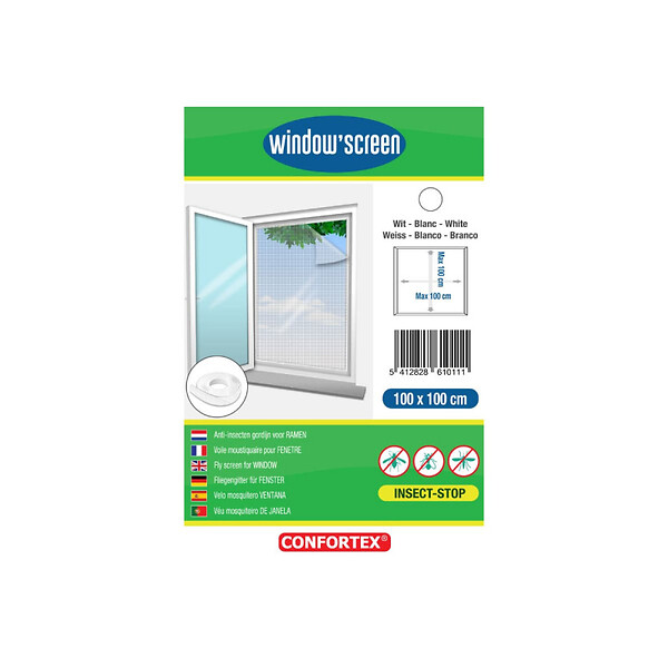 CONFORTEX - Voile moustiquaire CONFORTEX pour fenêtre - 100x100 cm - Blanc - large