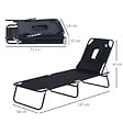 OUTSUNNY - Bain de soleil pliable transat inclinable 4 positions chaise longue de lecture 3 coussins fournis noir - vignette
