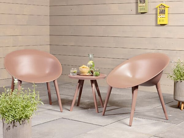 JARDIDECO - Salon de jardin en plastique Marbella rose - Jardideco - large