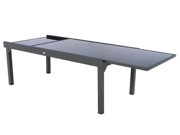 HESPERIDE - Table extensible rectangulaire en verre Piazza 8/12 places Gris anthracite - Hespéride - large