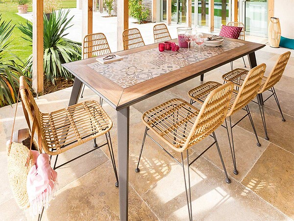 HESPERIDE - Table de jardin en acier époxy Lambada - 8 places - Hespéride - large