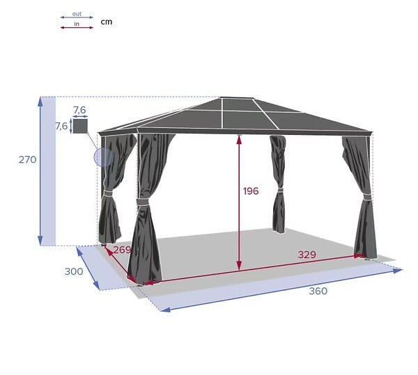 HESPERIDE - Tonnelle de jardin en aluminium Belize - 3 x 3,6 m - Hespéride - large