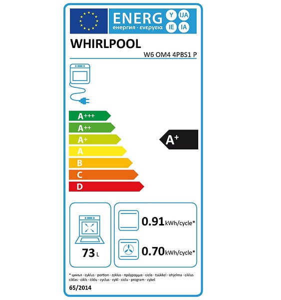 WHIRLPOOL - Four Intégrable 73l 60cm A+ Pyrolyse Inox - W6OM44PBS1P - large