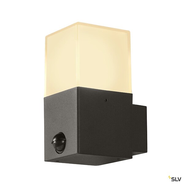 SLV - Applique extérieure SLV GRAFIT carré, anthracite, E27, 11W max, IP44, détecteur de mouvements - large