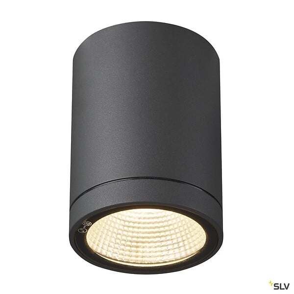 SLV - Plafonnier extérieur rond SLV ENOLA ROUND, anthracite, avec LED intégrée - Diamètre Ø 8,4 cm - large