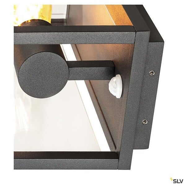 SLV - Applique extérieure SLV QUADRULO SENSOR, anthracite, E27, 15W max, IP44, détecteur de mouvements - large