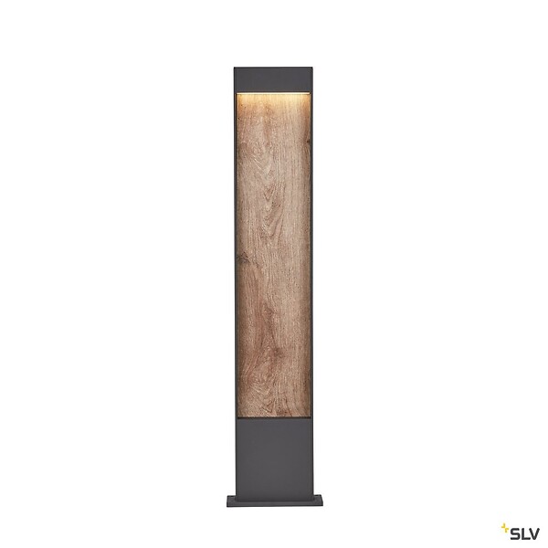 SLV - Borne extérieur SLV FLATT 100 anthracite/imitation bois avec LED intégrée pour éclairage extérieur, Hauteur 100 cm - large