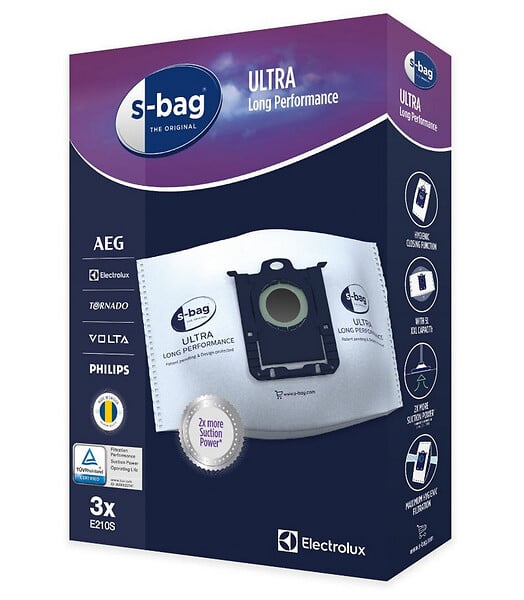 ELECTROLUX - lot de 3 sacs d'aspirateur s-bag - e210s - large
