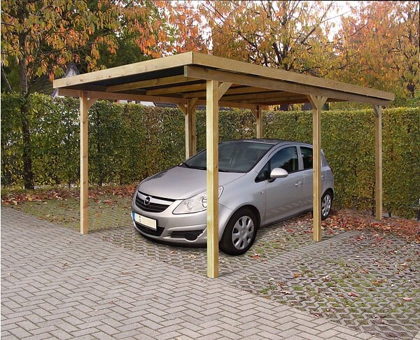 SOLID - Carport toit plat en bois couverture - PVC - 3x5m - large