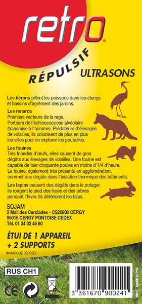 RETRO - Répulsif ultrason extérieur avec flash effaroucheur - large
