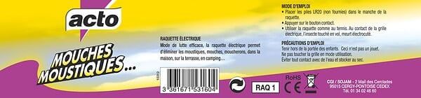 RETRO - Raquette électrique insectes volants - Triple protection - large