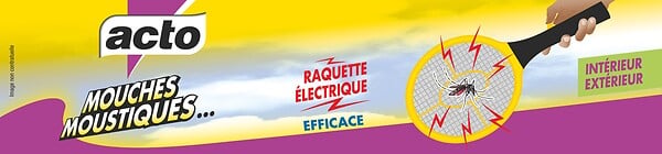 RETRO - Raquette électrique insectes volants - Triple protection - large