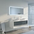 DISTRIBAIN - Meuble de salle de bain Bellano 1400 Gris béton et Blanc - vignette