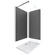 AURLANE - Pack douche à l'Italienne Receveur 90x120 + Paroi transparente + Panneaux muraux finition ardoise - vignette