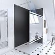 AURLANE - Pack Douche a l'Italienne 90x120 - Kit Panneaux Muraux Noir/Chrome + Receveur + Paroi Miroir 8 mm - vignette